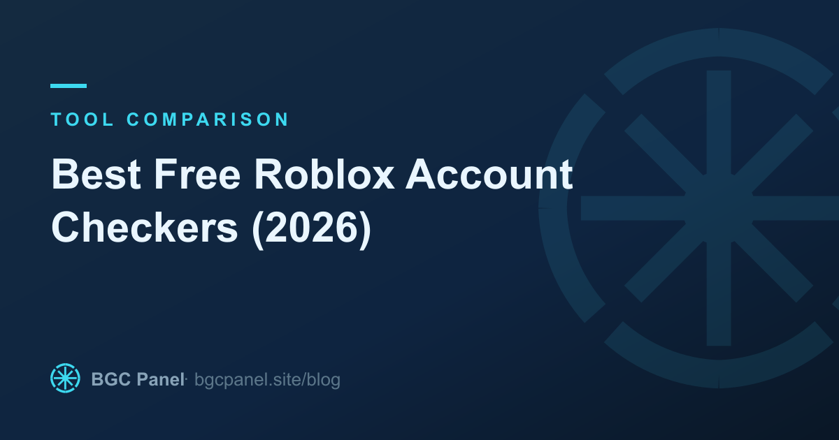 Illustrated cover for the BGC Panel comparison of the best free Roblox account checker tools in 2026