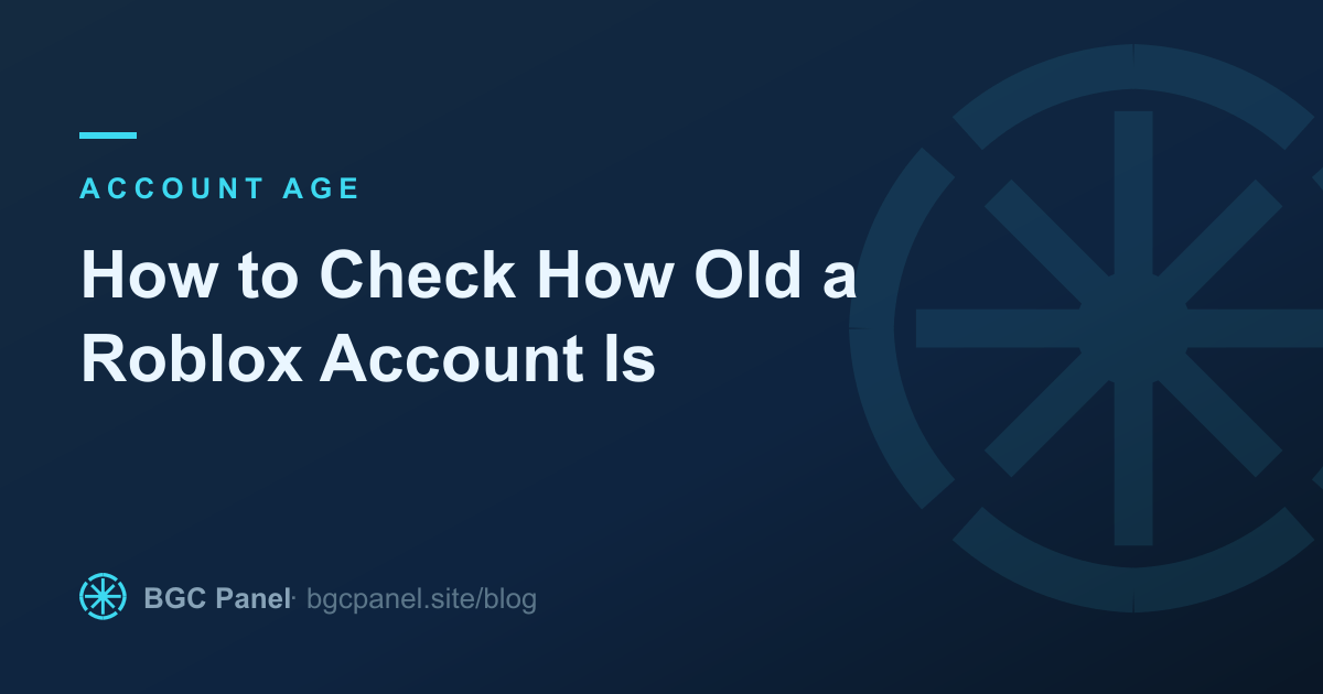 Illustrated cover for the BGC Panel guide on finding a Roblox account age from its Join Date