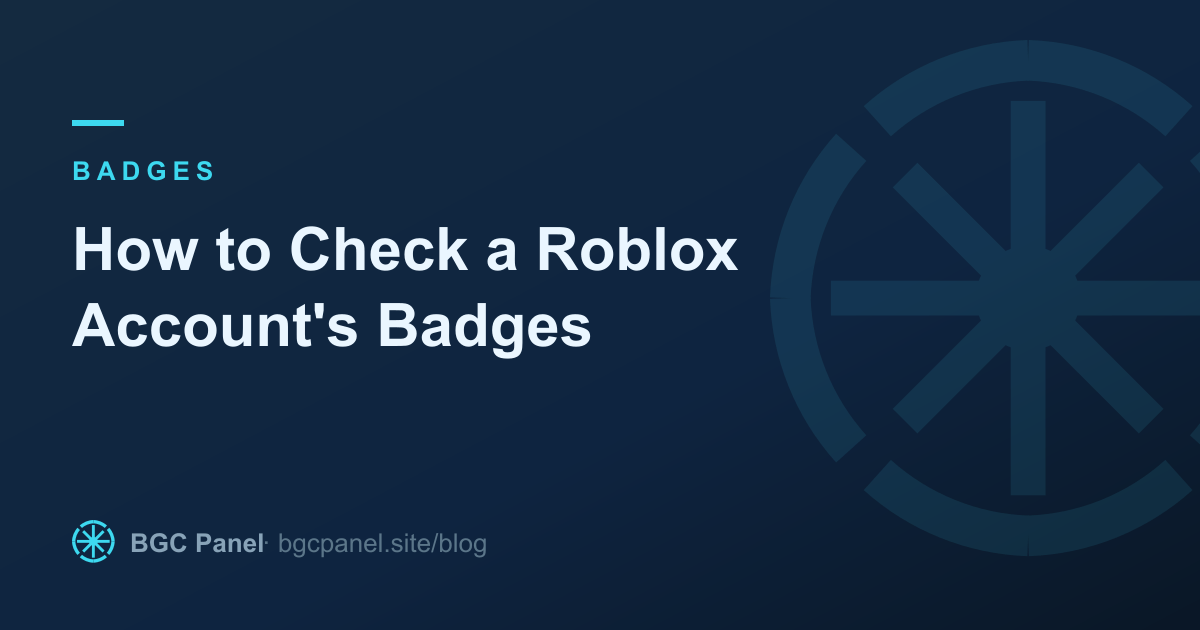 Illustrated cover for the BGC Panel guide on reading a Roblox badge history and badge timeline