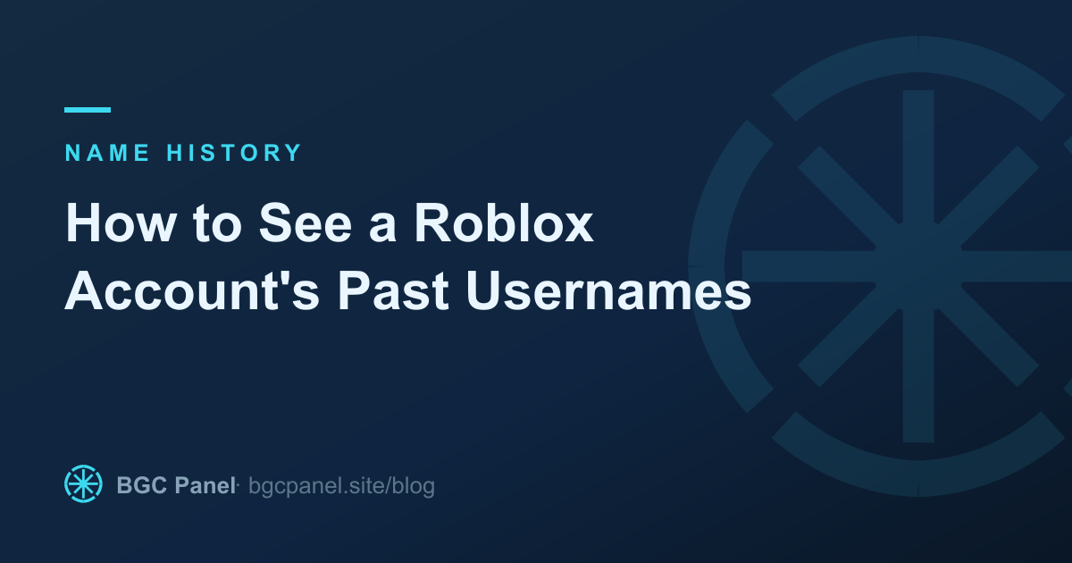 Illustrated cover for the BGC Panel guide on viewing a Roblox account past username history